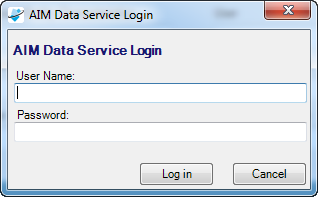 AIM Data Service Login dialog box