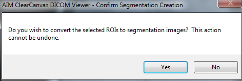 Confirm segmentation creation dialog box