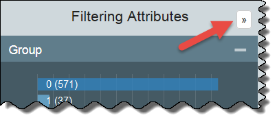 Arrow in the Filtering Attributes panel