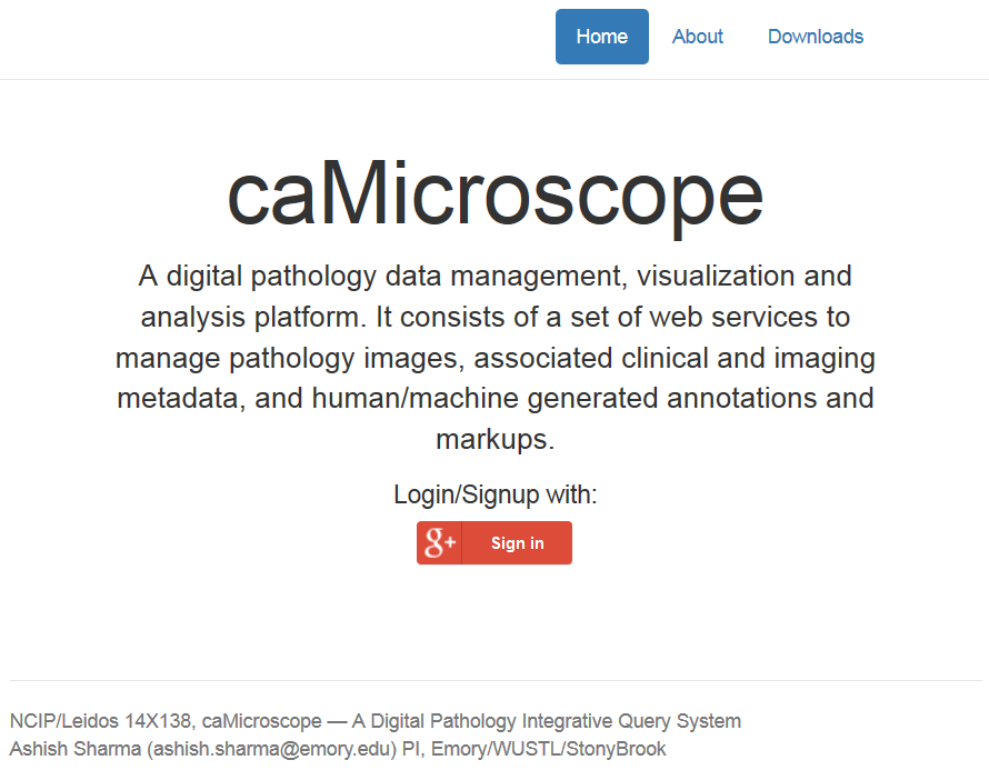 caMicroscope Login Page