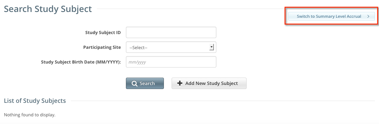 Search Study Subject page
