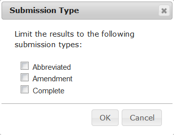 Submission Type dialog box