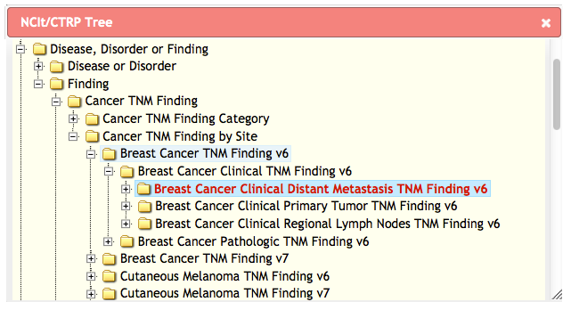 NCIt CTRP Tree with disease findings