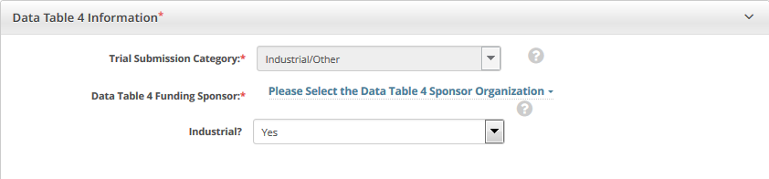 Data Table 4 Information section of Register Trial page