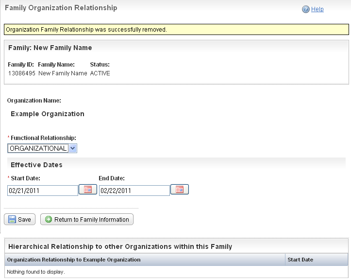 Family Details page