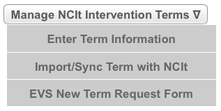 Manage NCIt Intervention Terms menu