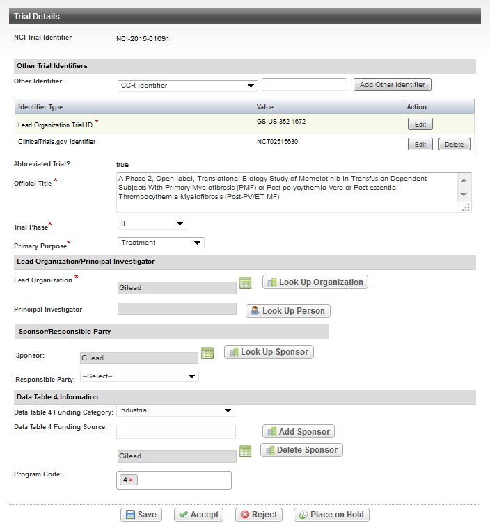 Trial Details section of Trial Validation page