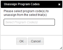 Unassign Program Codes dialog box