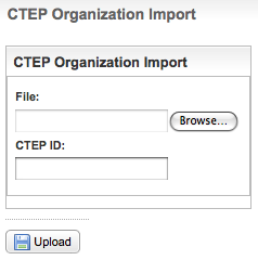 CTEP Organization Import page