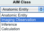"AIM class drop-down list expanded to show all four options.