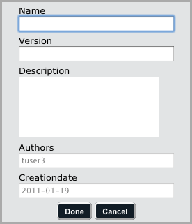 "New template group window with blank fields for Name
