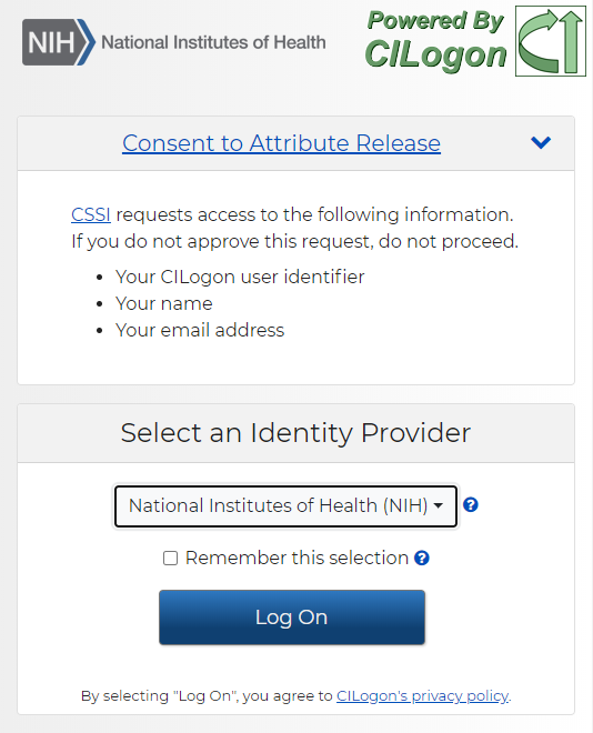The CILogon Consent to Attribute Release page