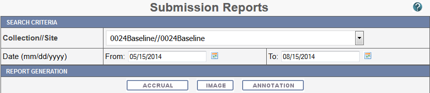 Submission Reports page