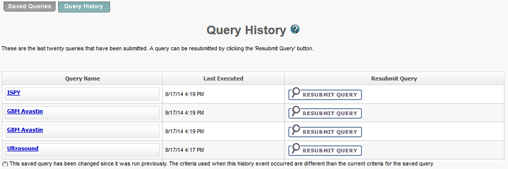 query history page