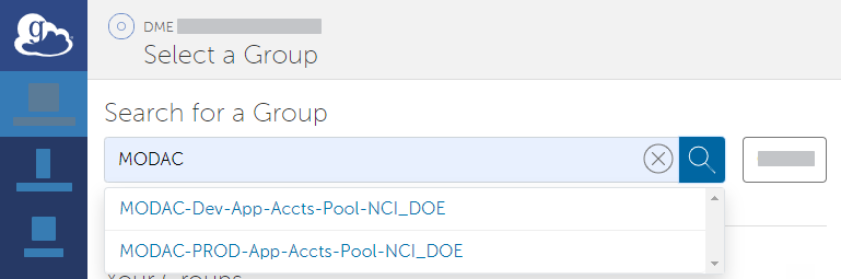 Search for a Group page in Globus.