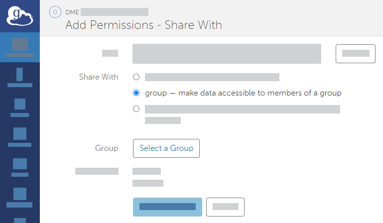 Add Permissions - Share With page in Globus.