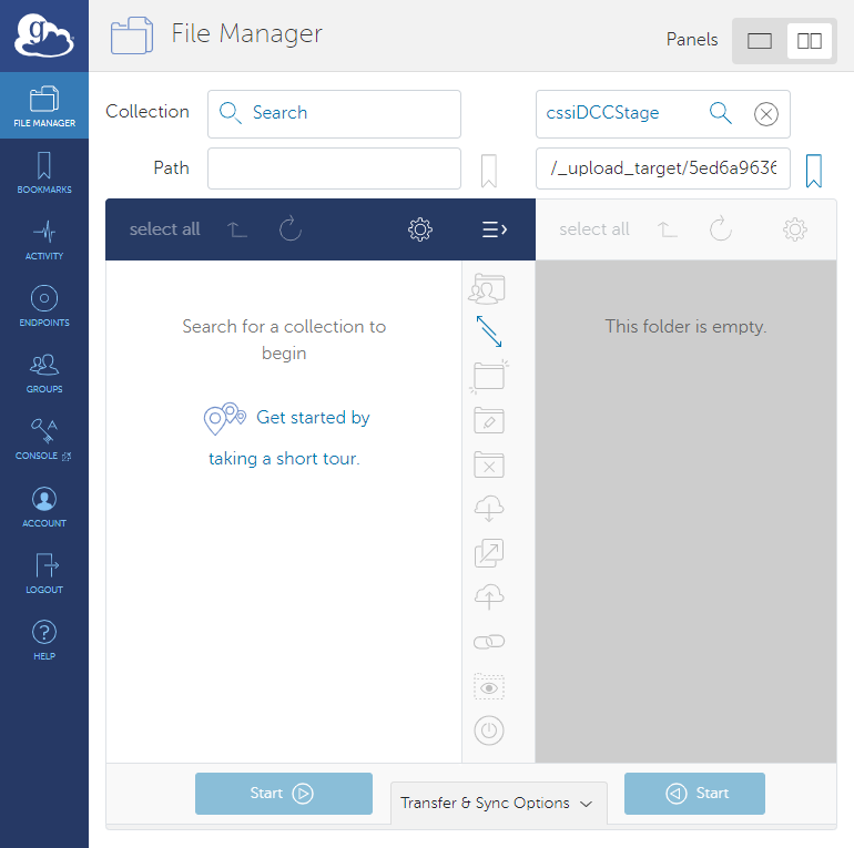 Globus File Manager page