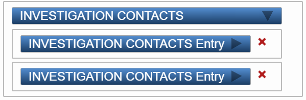 Two entries within the Investigation Contacts group.
