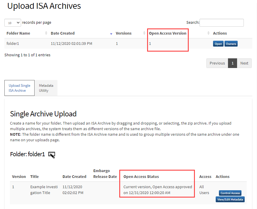 Upload ISA Archives page with the open access investigation version.