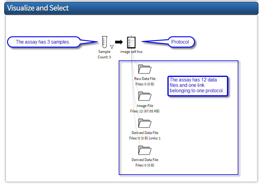 Visualize and Select section of the Assay Details page.