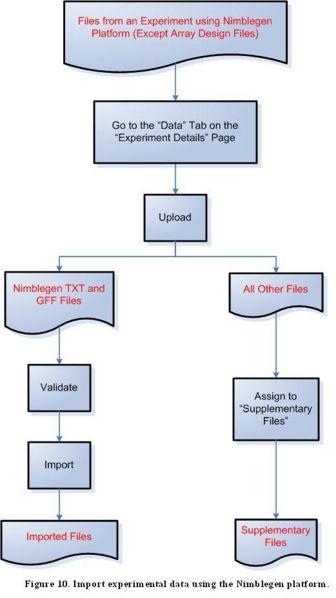Diagram of Process Flow to Import a Nimblegen Data File