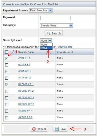Screenshot showing Selecting Datafiles to Share