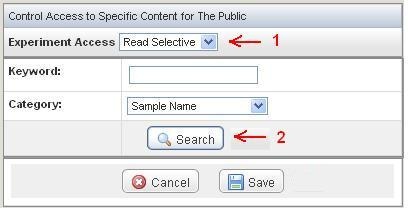 Screenshot showing Read-Select Experiment Access