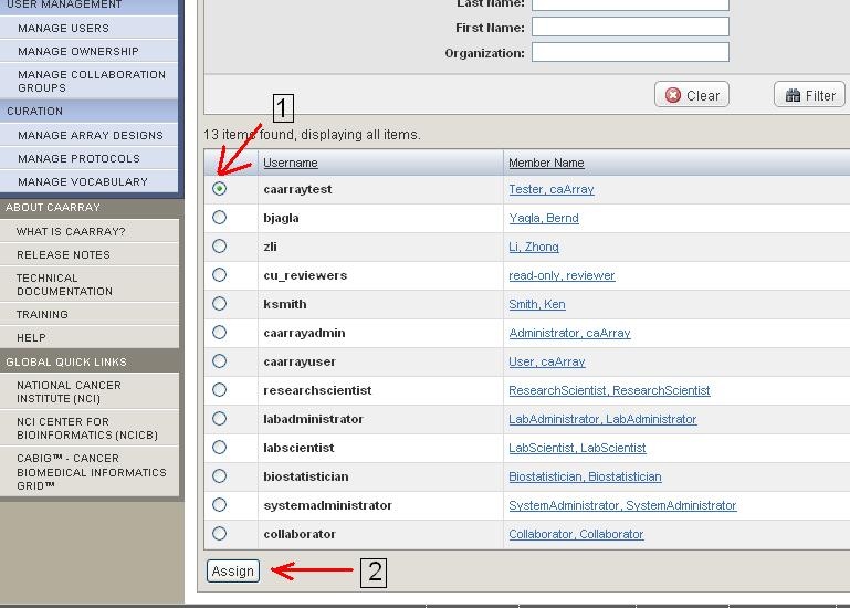Screenshot showing Assign New Owner to the experiment