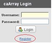 Screenshot showing Register Link on Login Screen