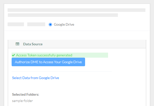 The Register Bulk Data page with data selected from Google Drive.