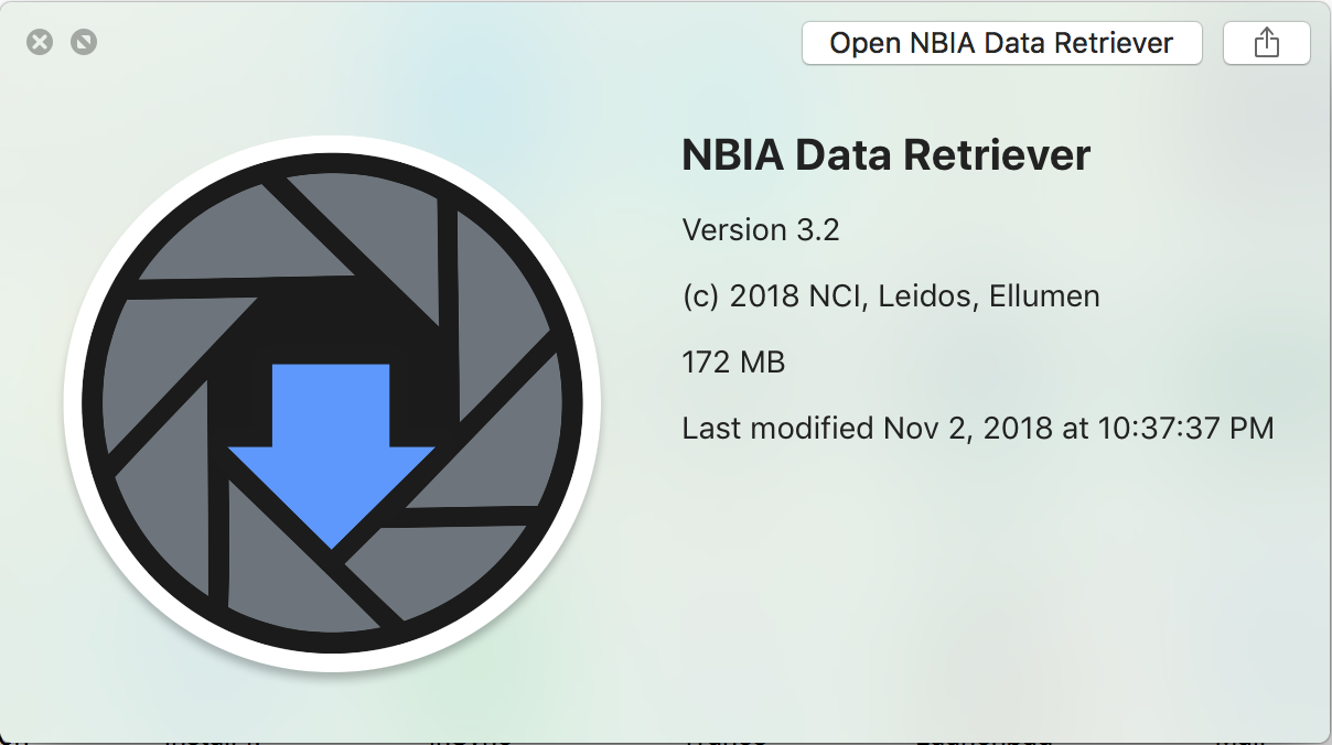 NBIA Data Retriever installed on a Mac