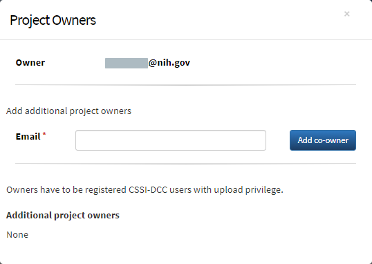 The Project Owners dialog box.