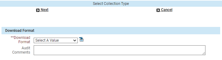 The Select Collection Type dialog box.