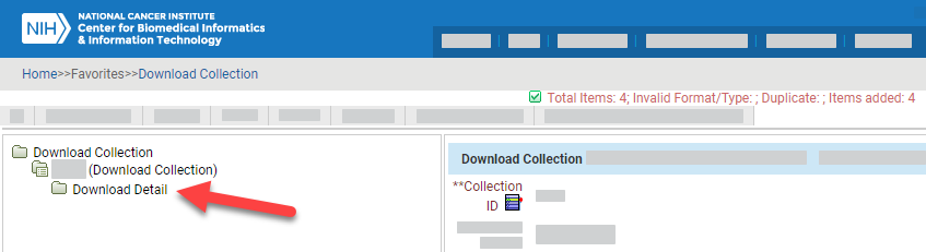 The Download Detail node on the Download Collection page.