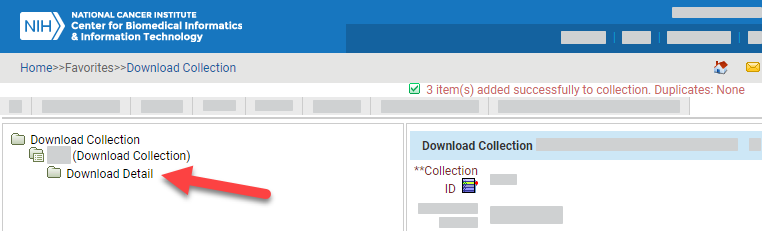 The Download Detail node on the Download Collection page.