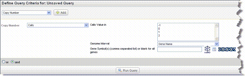Fields for identifying CGHCalls search options