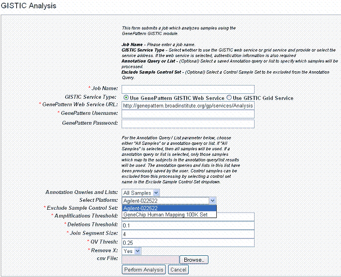 Example GenePattern Analysis Status page, described in text