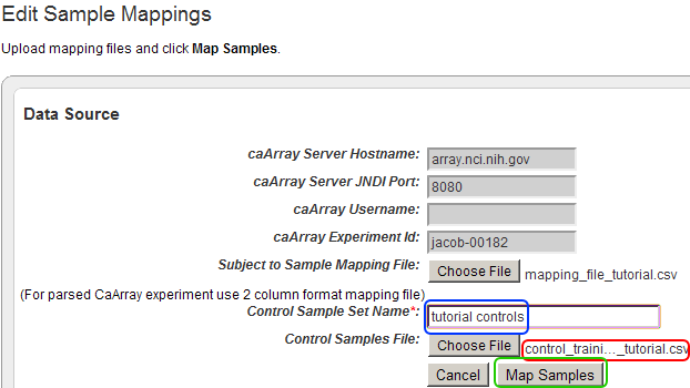 "Enter a title into the 'Control Sample Set Name' text field