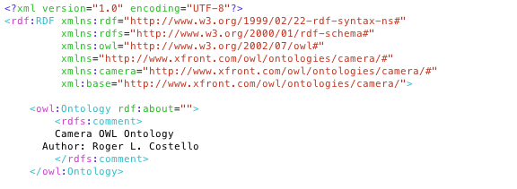 screenshot of OWL file with minimal metadata about the terminology