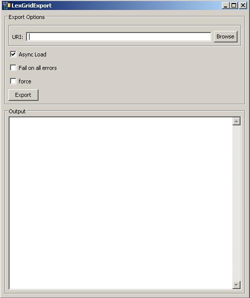 screenshot of the standard exporter interface with the fields described in the following bullets
