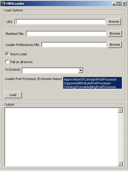 screenshot showing an example loader dialog box with the fields described in the following bullets.