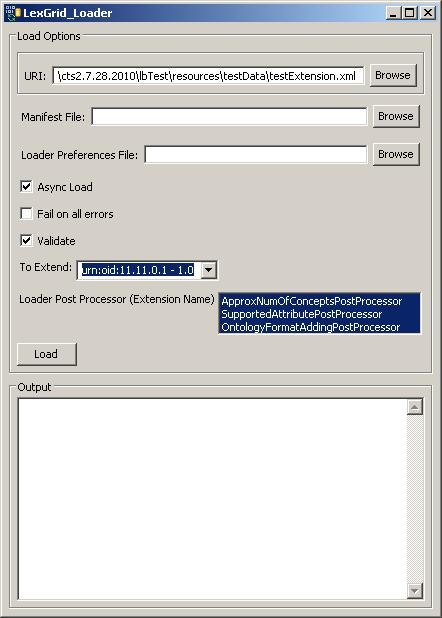 screenshot showing the LexGrid Loader dialog box
