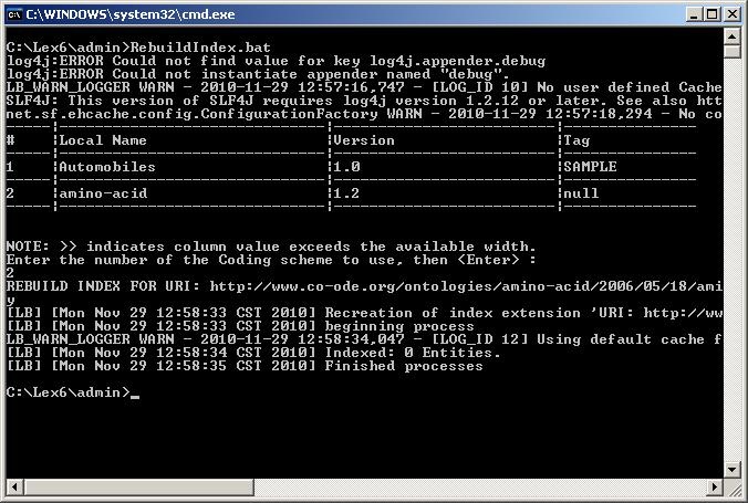 screenshot of command line interface