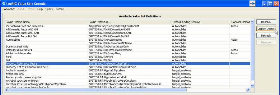 Select the Value Set Definition to be edited and click on 'Display Details']].