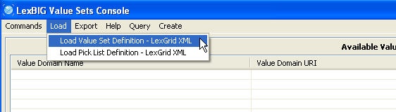 Select Load Value Set Definition - LexGrid XML option