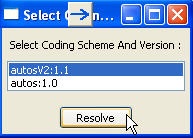 Select Coding Scheme Version(s) and click on Resolve button.