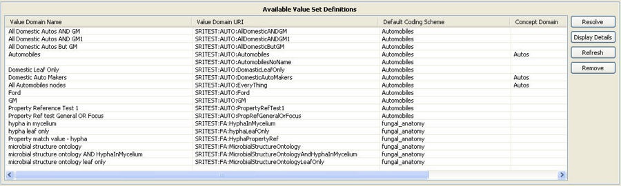 Value Set Definitions loaded should be displayed on the main console under 'Available Value Set Definitions'.
