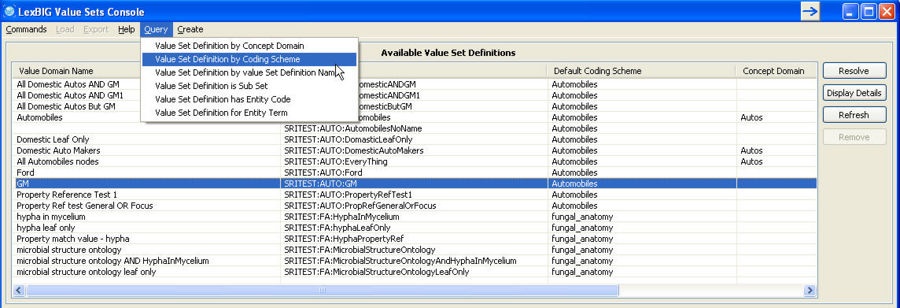 Click on 'Value Set Definition by Coding Scheme' in 'Query' menu at the top.