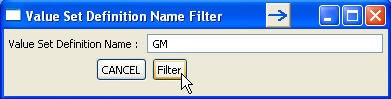 Enter the full name of the Value Set Definition and click on 'Filter' button.