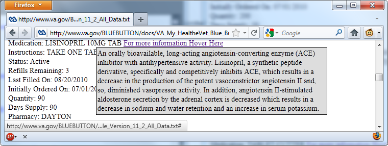 screenshot of data with annotations